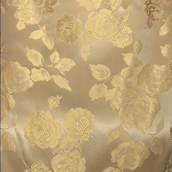SOLD! VINTAGE YELLOW DAMASK SATIN SLEEVELESS DRESS - Picture 4 of 6